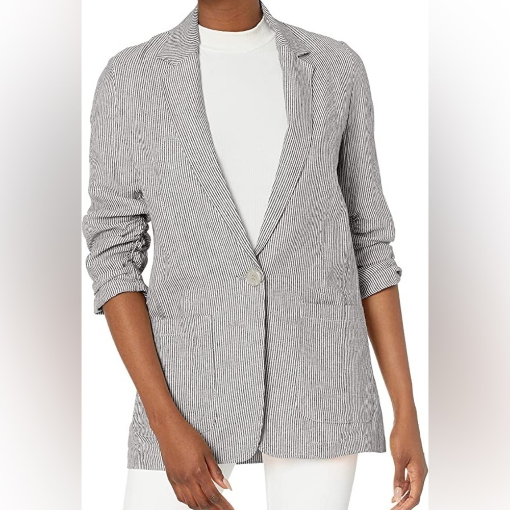 Max Studio Stripped Linen Blazer Size XS